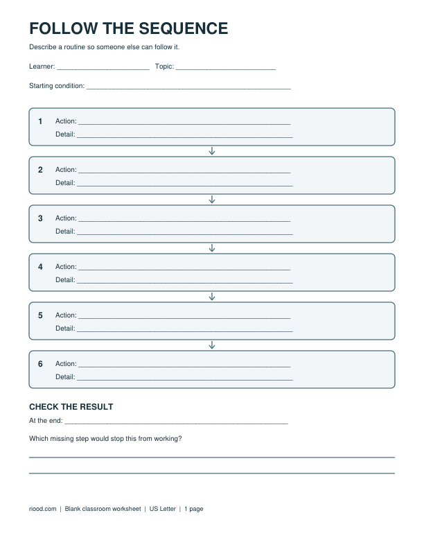 Preview of the actual blank worksheet