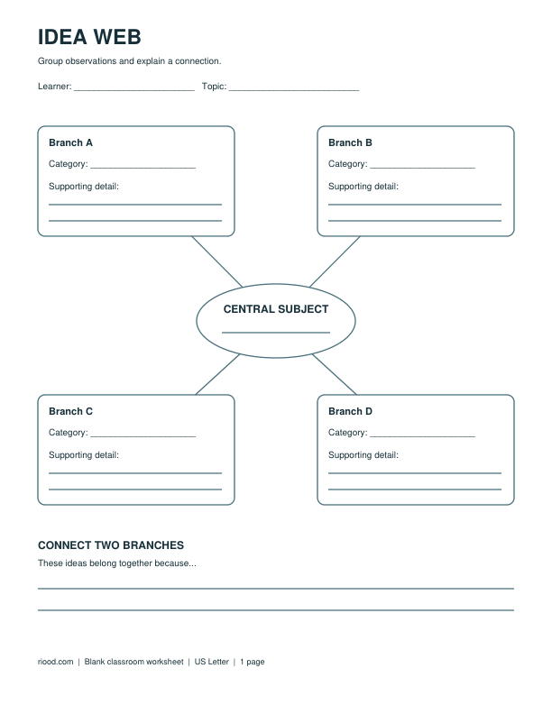 Preview of the actual blank worksheet